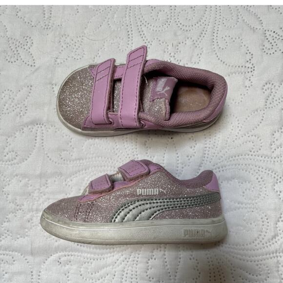 Puma Pink Glitter Sneakers Size 6 - Picture 9 of 10